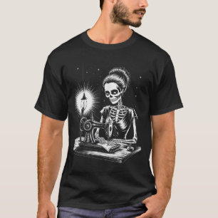 Camiseta Costureira de Esqueleto Quilter Divertida Amante d