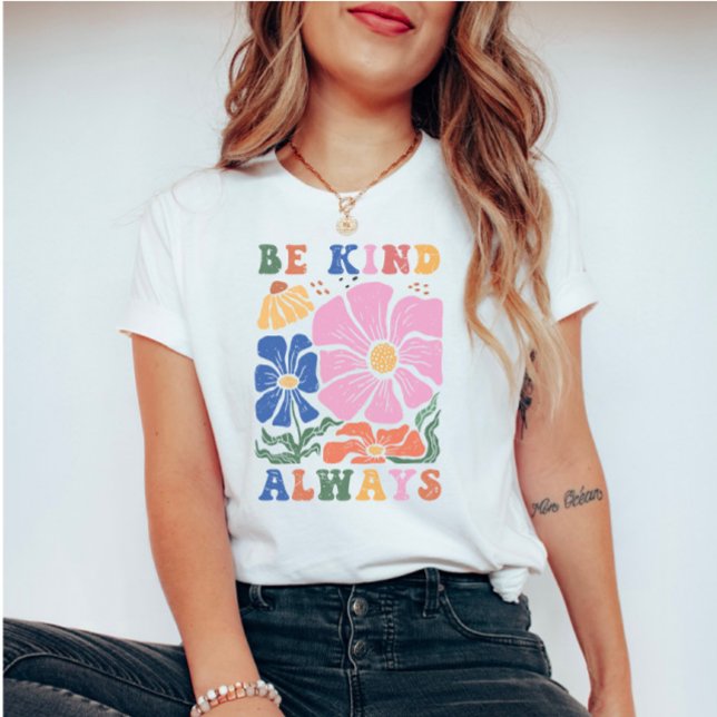 Camiseta Cota de Motivação Floral de Boho Retroativo - Seja (Criador carregado)