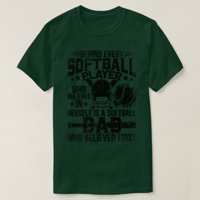 Camiseta Cota de Pai de Softball Catcher Pitcher Esporte H (Frente do Design)