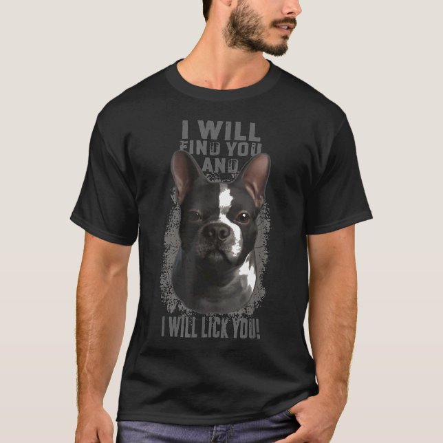 Camiseta Cota de Rosto de Cachorro Boston Terrier (Frente)