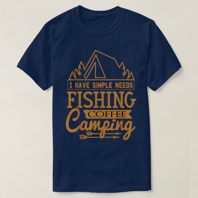 Camiseta Cota engraçada do acampamento de café da pesca  (Frente do Design)
