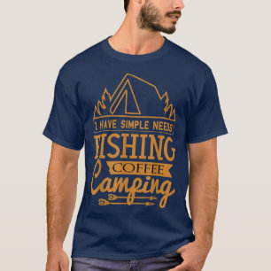 Camiseta Cota engraçada do acampamento de café da pesca 