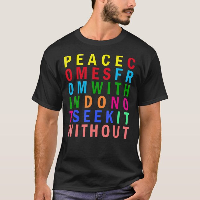 Camiseta Cota Inspiradora Arco-Íris da Paz Buda (Frente)