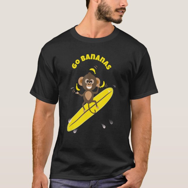 Camiseta Cota Popular Vai Bananas, Macaco Surfando (Frente)
