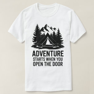 Camiseta Cotação de Aventura de Porta de Tenda da Floresta 