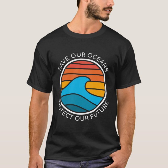 Camiseta Cotação de Conservação do Oceano Economize a Água  (Frente)