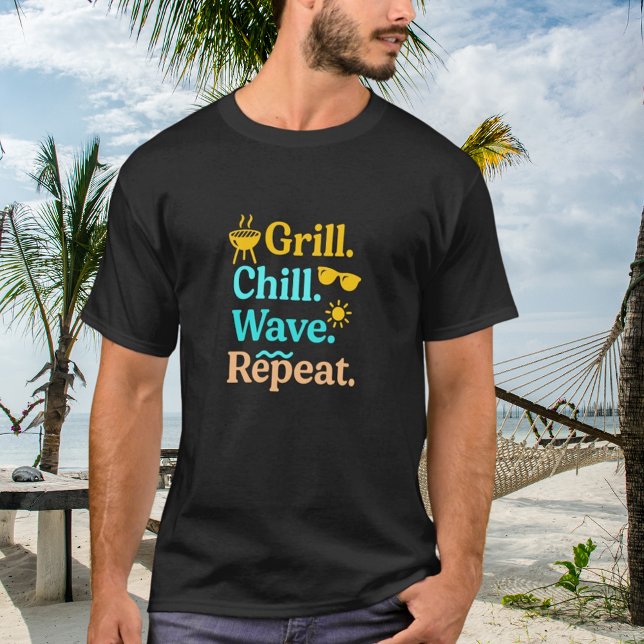 Camiseta Cotação de praia de Grill Chill repito no verão (Criador carregado)