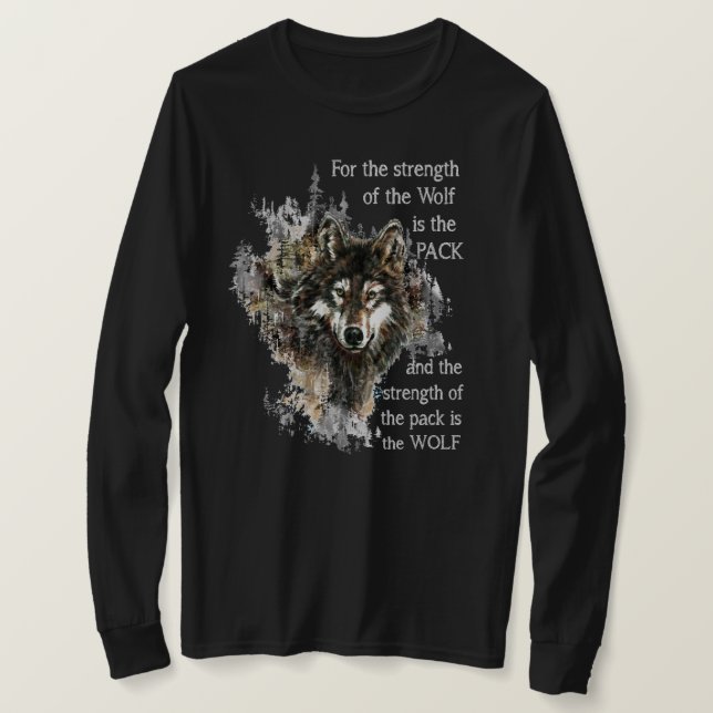 Camiseta Cotação Watercolor Wolf Animal Family Pack (Frente do Design)
