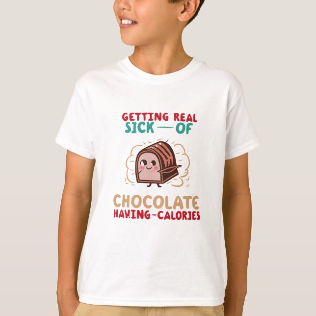 Camiseta Cotas Engraçadas Para Amantes De Chocolate (Frente)
