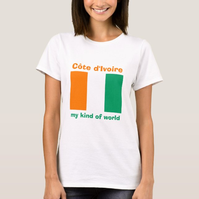 Camiseta Cote d'Ivoire Bandeira + Mapa + Texto (Frente)