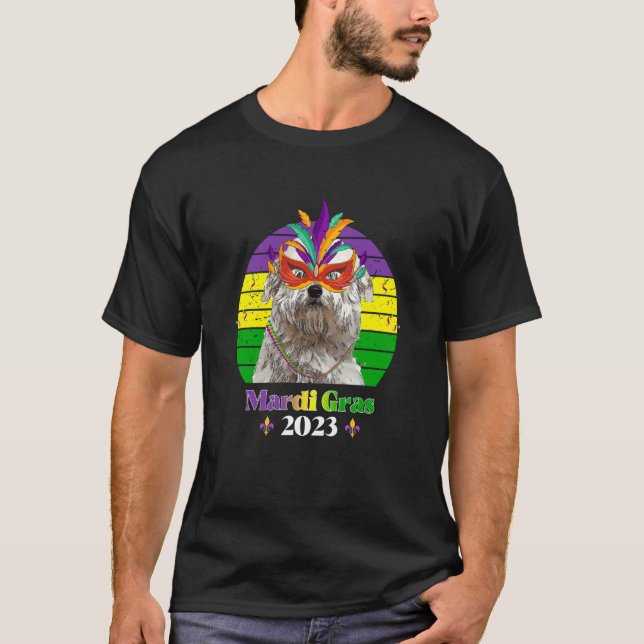 Camiseta Coton de Tulear Party Dog Mardi Gras 2023 (Frente)