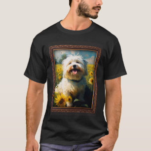 Camiseta Coton De Tulear Pintura Girassol Flor Mãe Mulheres