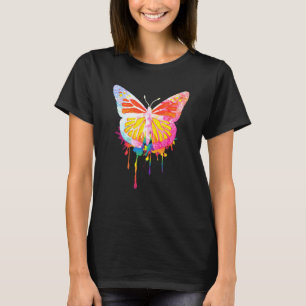 Camiseta Cotoveleira Mulher Monarca Borboleta Colorida