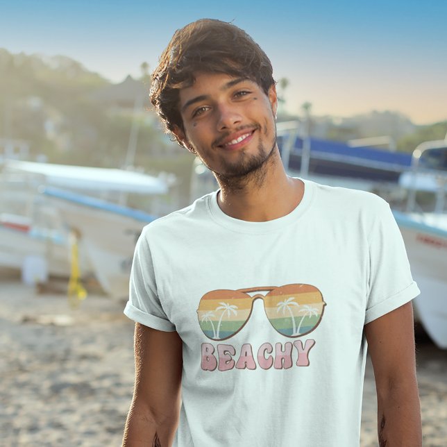 Camiseta Cotovelo-arco-íris com óculos escuros com palmeira (Criador carregado)