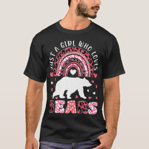 Camiseta Cotovelo Bonito Só Uma Menina Que Ama Ursos Leopar