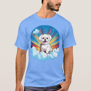 Camiseta Cotovelo Maltês Cachorro Feliz Cachorro Vermelho S