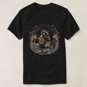 Camiseta Cottagecore Aestético Raccoon Jogando Banjo