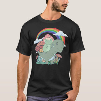 Camiseta Cottagecore Aesthetic Kawaii Frog Riding A T-Rex D