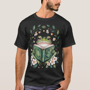 Camiseta Cottagecore Caprichoso Sapo Verde Lê Um Livro Natu