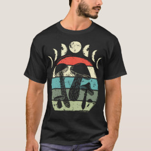 Camiseta Cottagecore Cogumelo Fases da Lua Retro Cogumelos