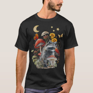 Camiseta Cottagecore Cogumelo Guaxinim Estético Lixo Panda