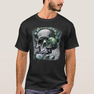 Camiseta Cottagecore de Cogumelos de Caveira Gótico Ilumina