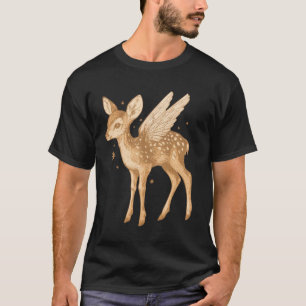 Camiseta Cottagecore de Corça Alada Mística