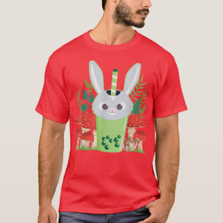 Camiseta cottagecore e chá de bolha casaco de coelho