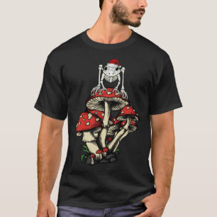 Camiseta Cottagecore Esqueleto Sapo Natal Crânio Cogumelo G