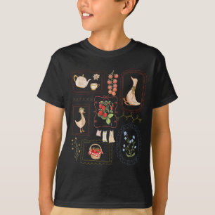 Camiseta Cottagecore Ganso Jardinagem Retrô Verão Primavera