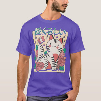 Camiseta Cottagecore Gato Flor Aestético Kawaii 