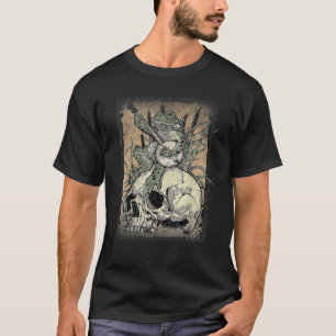 Camiseta Cottagecore Sapo estético tocando banjo no crânio