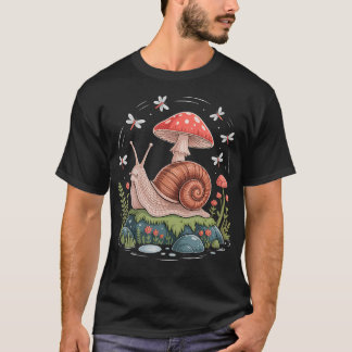 Camiseta Cottagecore Snail And Mushroom Calm Forest Nature 