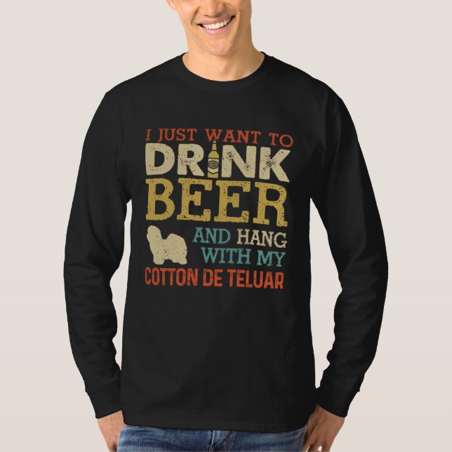 Camiseta Cotton De Teluar Dad Drink Beer Hang With Dog  Vin (Frente)