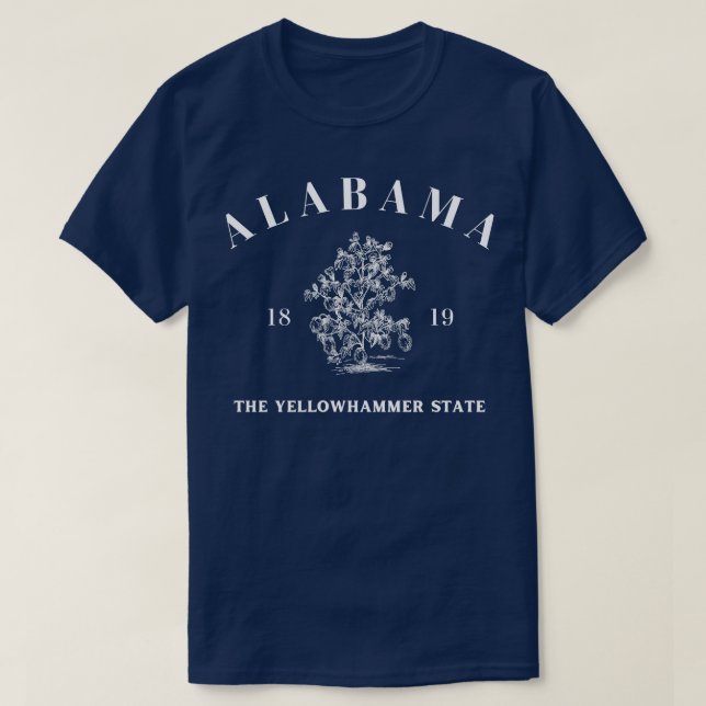 Camiseta Cotton Tree Alabama, em Escuro (Frente do Design)