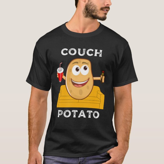 Camiseta Couch Potato  Lazy People Lounging Watching TV Hum (Frente)