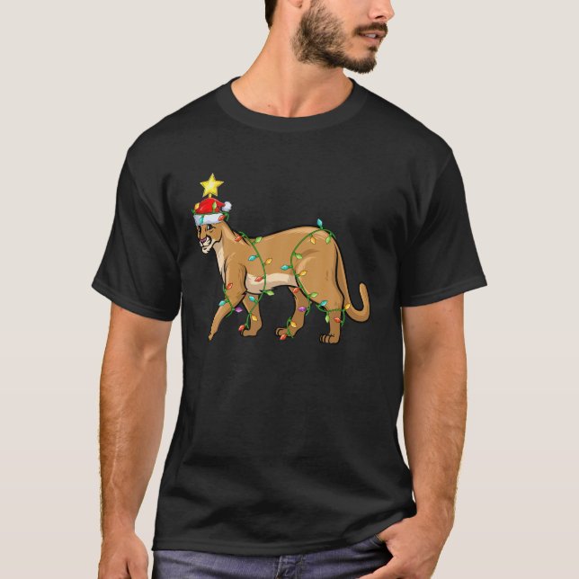 Camiseta Cougar Lighting Xmas Tree Matando Cougar Christma (Frente)
