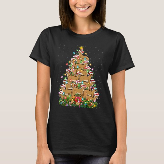 Camiseta Cougar Lover Xmas Lights Papais noeis Cougar Natal (Frente)