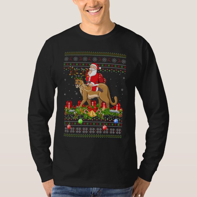 Camiseta Cougar   Ugly Santa Riding Cougar Christmas (Frente)