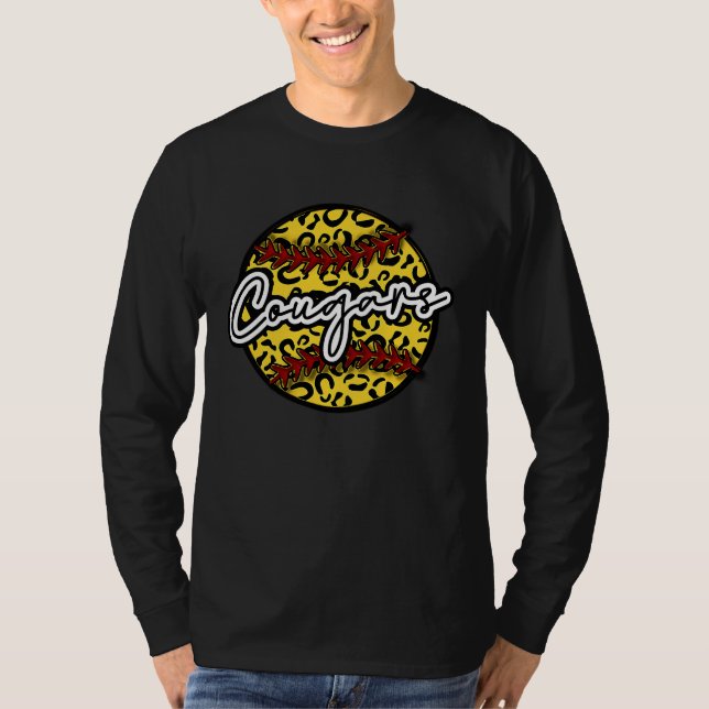 Camiseta COUGARS Leopard Cheetah Softball Team Trendy Cute  (Frente)