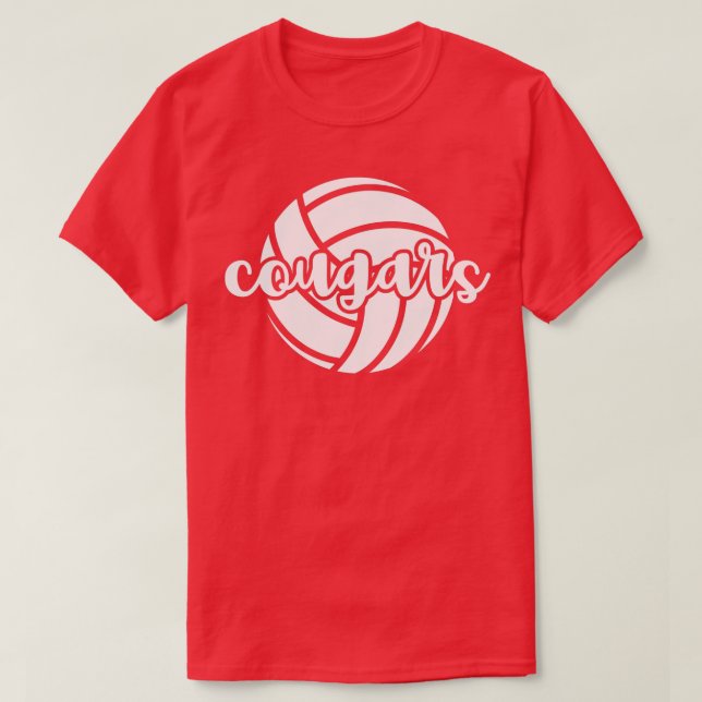Camiseta Cougars Volleyball Team Mascot School Spirit Game  (Frente do Design)