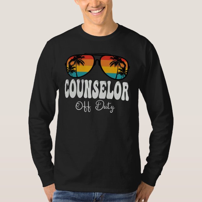 Camiseta Counselor Off Duty Sunglasses Women Happy Last Day (Frente)
