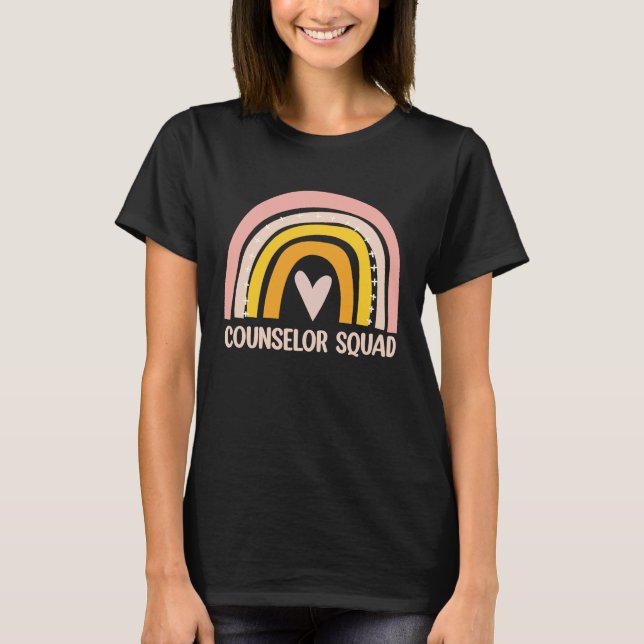 Camiseta Counselor Squad  School Counselor Boho Rainbow (Frente)