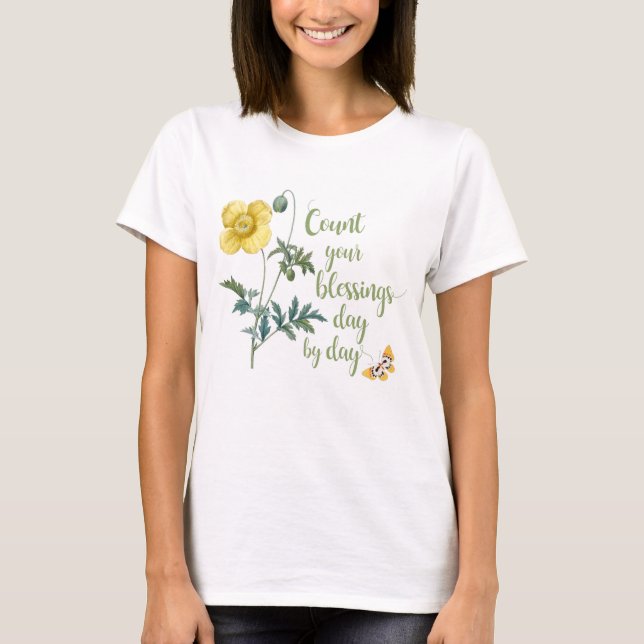 Camiseta Count your blessings - vintage Yellow poppy (Frente)