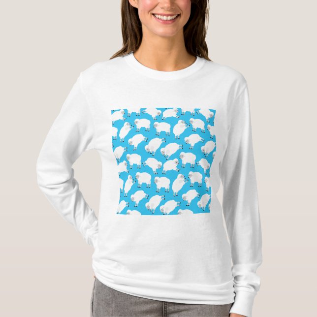 Camiseta Counting Sheep Blue Nursery Pattern (Frente)