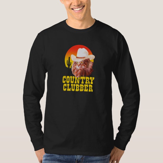 Camiseta Country Clubber Cowboy Hat Cat Country Mu Ocidenta (Frente)
