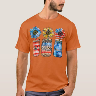 Camiseta Country Farm Canning Ball Jars Sunflower God Bless