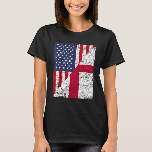 Camiseta Country Flag Design  Half USA Half England (Frente)