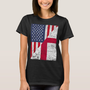Camiseta Country Flag Design Half USA Half Half England