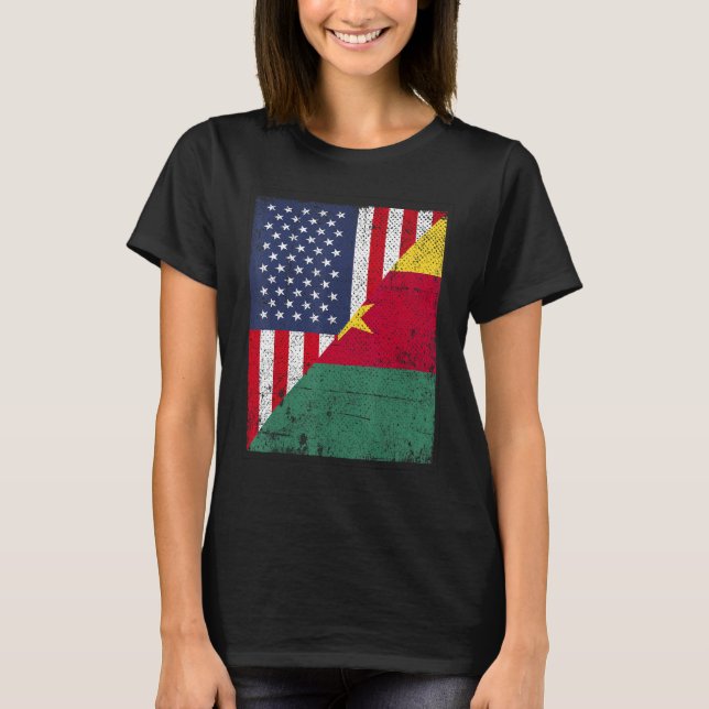 Camiseta Country Flag  Half USA Half Cameroon (Frente)